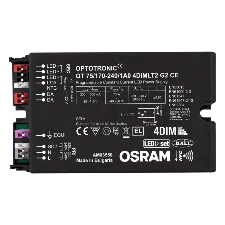 Produktfoto 1 von Osram LED-Treiber 170 → 264 V ac LED-Treiber, Ausgang 35 → 115V / 70 → 1050mA, Dimmbar