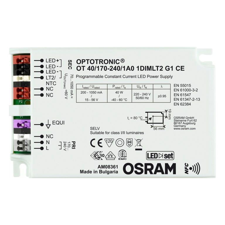 Produktfoto 1 von Osram LED-Treiber 170 → 264 V ac LED-Treiber, Ausgang 15 → 56V / 70 → 1050mA, Dimmbar Konstantstrom