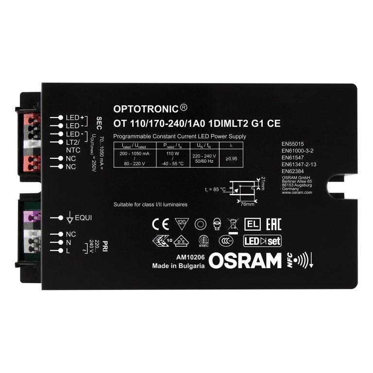 Produktfoto 1 von Osram LED-Treiber 170 → 264 V ac LED-Treiber, Ausgang 80 → 220V / 200 → 1050mA, Dimmbar