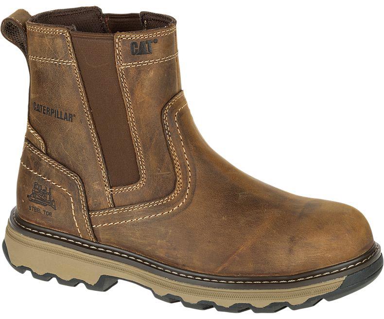 CAT Pelton Herren Sicherheitsstiefel Beige, mit Stahl-Schutzkappe EN20345 S1P, Größe 44 / UK 10