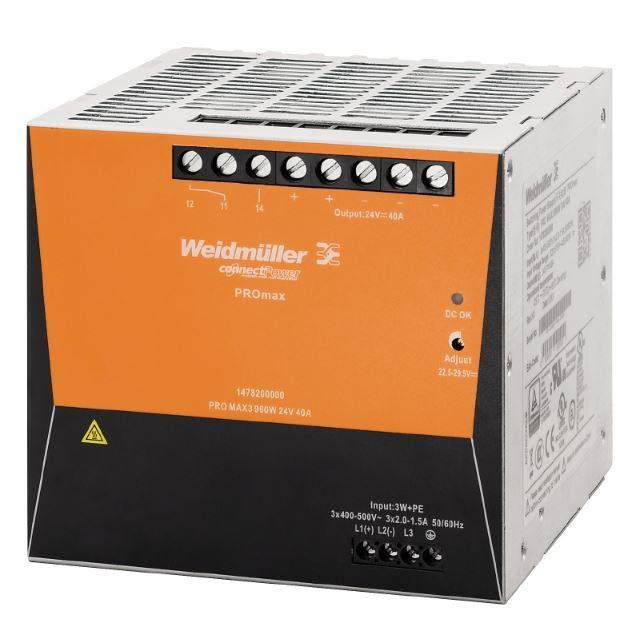 Produktfoto 1 von Weidmüller PRO MAX 3-Phasen Schaltnetzteile DIN-Schienen Netzteil 960W, 320 → 575V ac, 24V dc / 40A