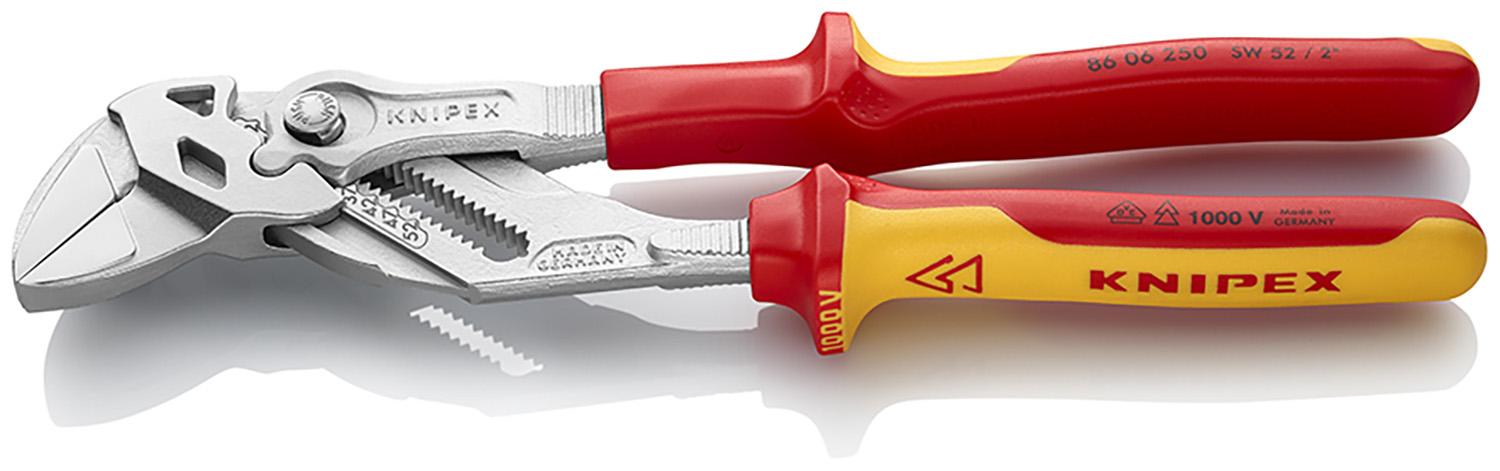 Knipex 86 06 Zangenschlüssel / Backen 52mm, gebogen 250 mm VDE