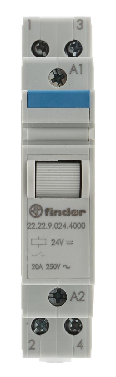 Produktfoto 1 von Finder  Monostabiles Relais, für DIN-Schienen DPST 20A 24V dc Spule / 1.25W