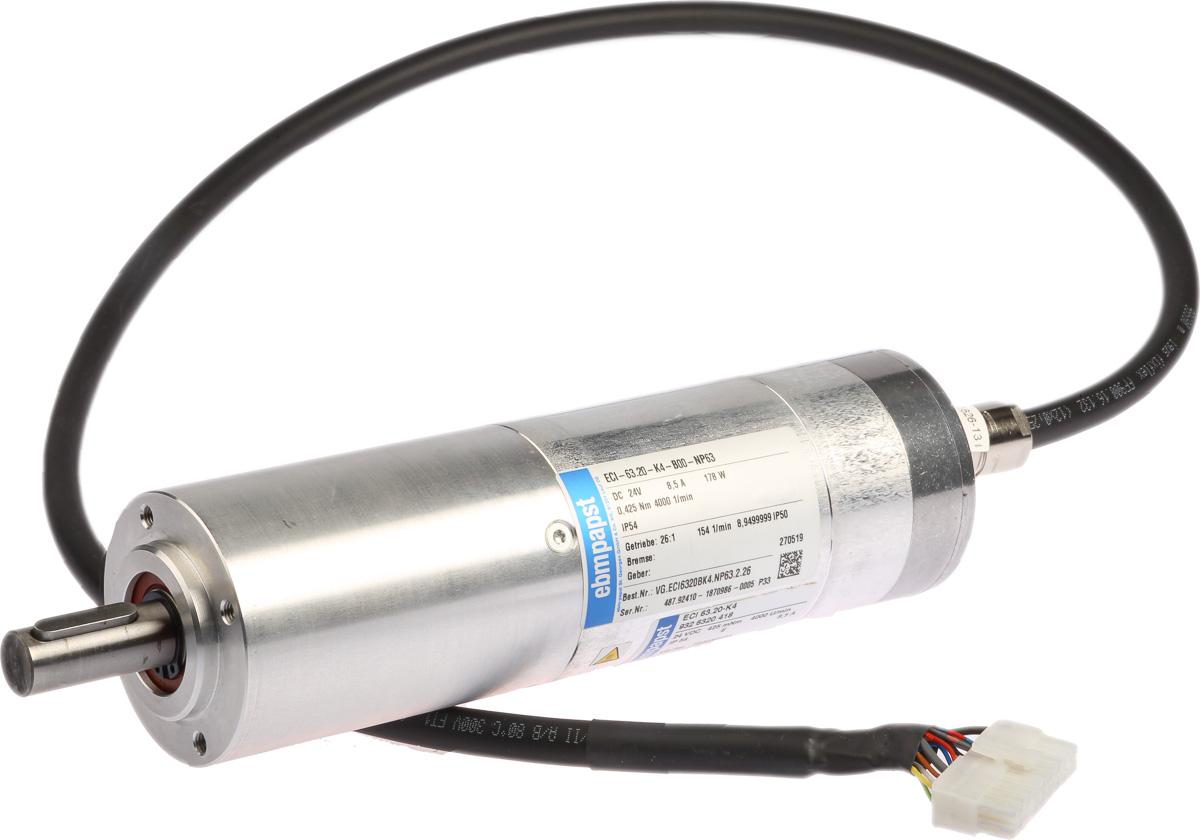 ebm-papst Getriebemotor, bürstenlos bis 2,7 Nm 5:1, 24 V dc / 230 W, Wellen-Ø 15mm, 63mm x 200.5mm