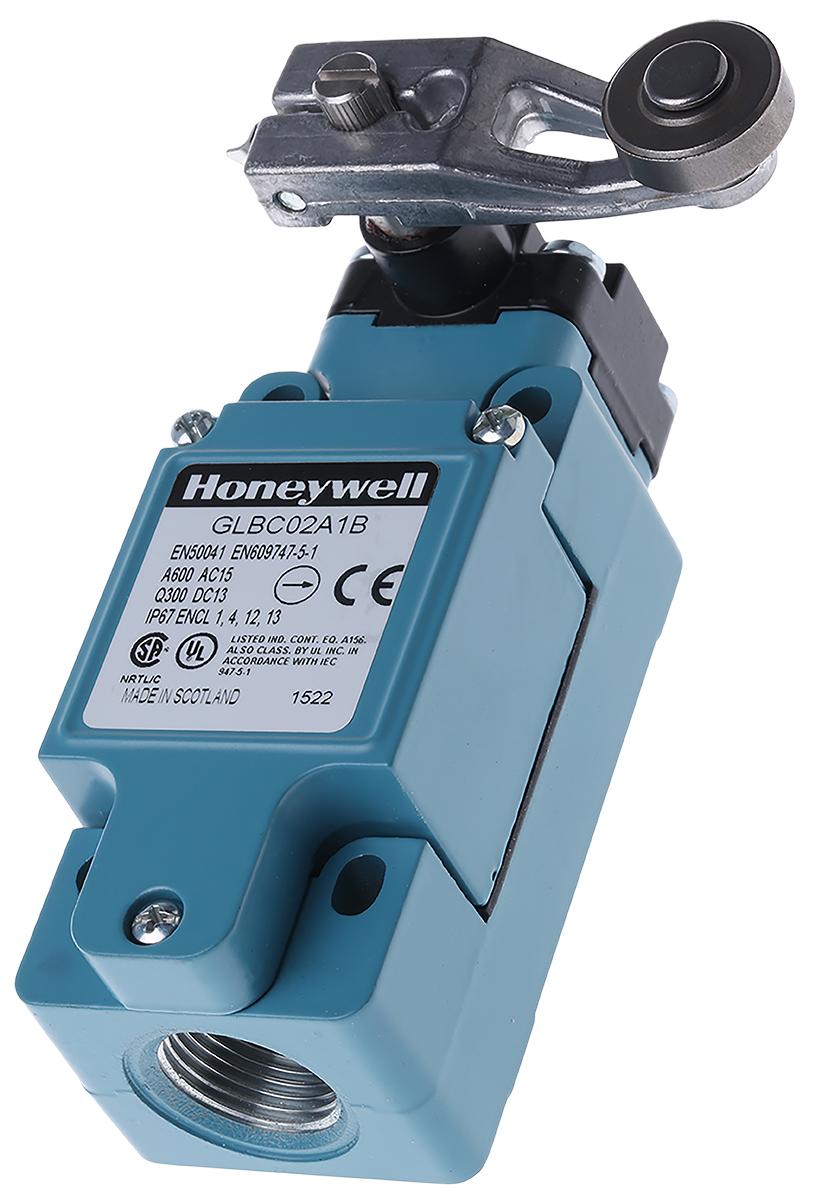 Honeywell GLB Endschalter, Rollenhebel, 1-poliger Wechsler, Schließer/Öffner, IP 67, Zinkdruckguss, 10A Anschluss M20