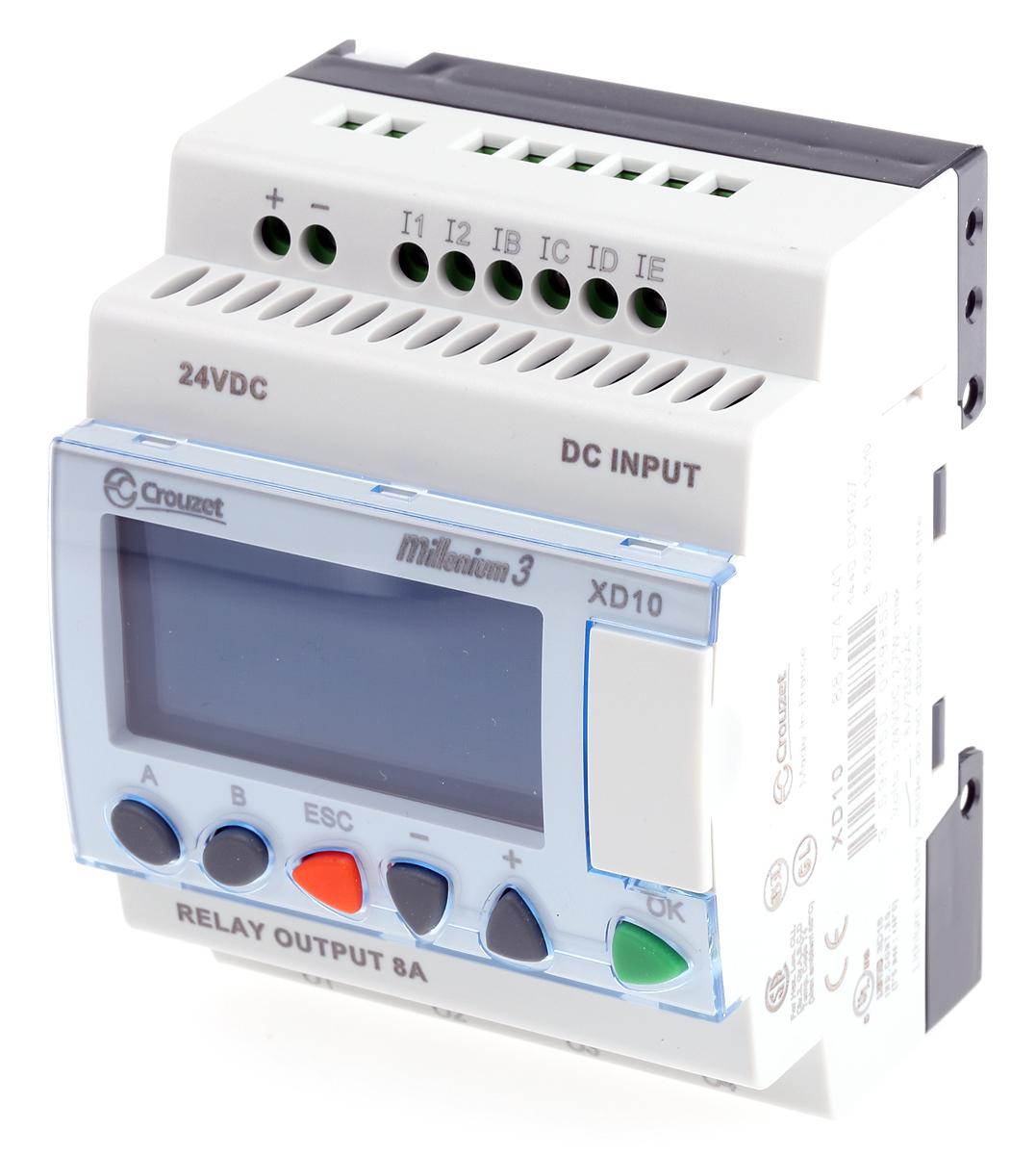 Produktfoto 1 von Crouzet Millenium 3 Logikmodul, 6 Eing. Relais Ausg.Typ Analog, digital Eing.Typ 24 V dc