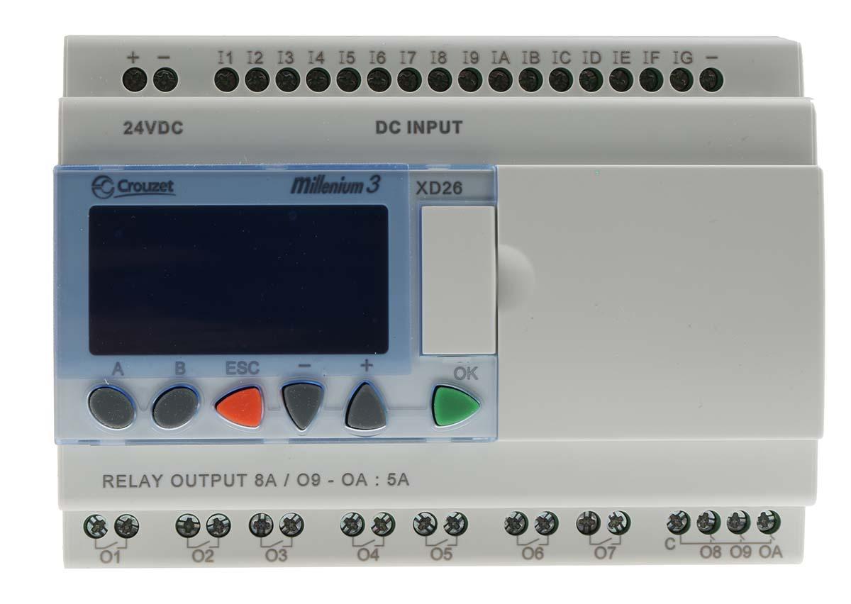 Crouzet Millenium Evo Logiksteuerung, 16 Eing. Relais Ausg.Typ Analog, digital Eing.Typ für Serie XD26 24 V dc