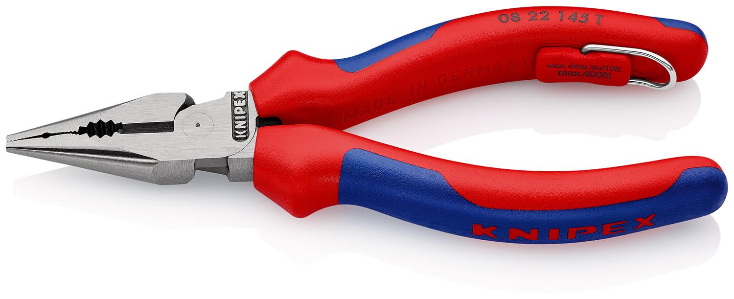 Produktfoto 1 von Knipex Kombizange, gebogen Schneidkraft → Kupferkabel: 8 mm harter Draht: 2 mm mittelharter Draht: 3 mm 145 mm,