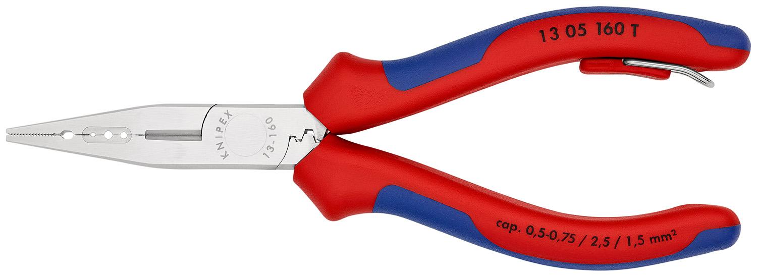 Knipex Kombizange, gebogen Schneidkraft → 2,5 mm² 160 mm, höhensicher