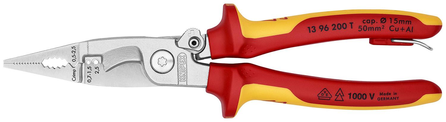 Knipex Kombizange, gebogen Schneidkraft → Kupferdraht: 50 mm 200 mm VDE, höhensicher