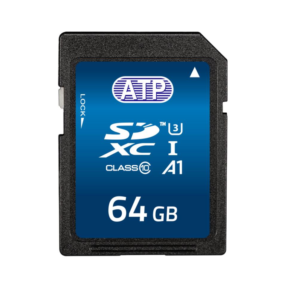 Produktfoto 1 von ATP S600Sc SDXC SD-Karte 64 GB Class 10, U3, UHS-I Industrieausführung, 3D TLC