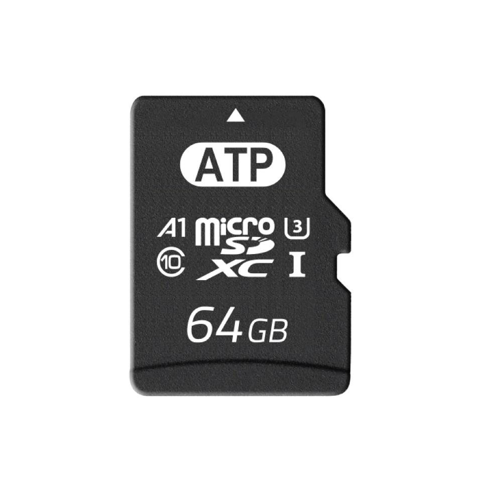 Produktfoto 1 von ATP MicroSDXC Micro SD Karte 64 GB Class 10, U3, UHS-I Industrieausführung, 3D TLC