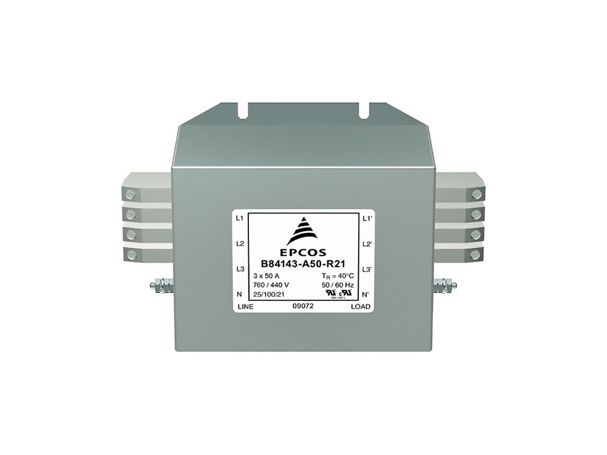 Produktfoto 1 von EPCOS B84143A*R021 Netzfilter, 440 / 760 V ac, 50A, Anschlussblock, 3-phasig 2,39 mA / 50/60Hz