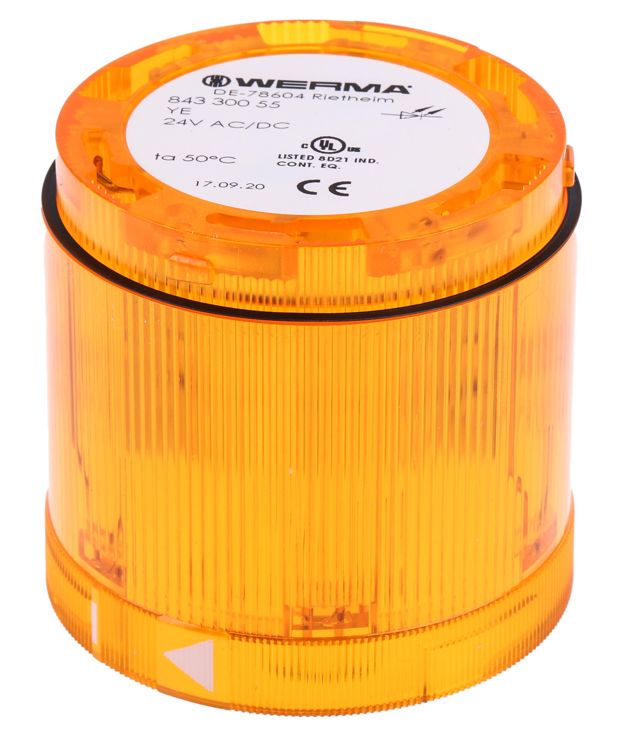 Produktfoto 1 von Werma KombiSIGN 70 843 Signalleuchte Dauer-Licht Orange, 24 V dc, 70mm x 65.5mm