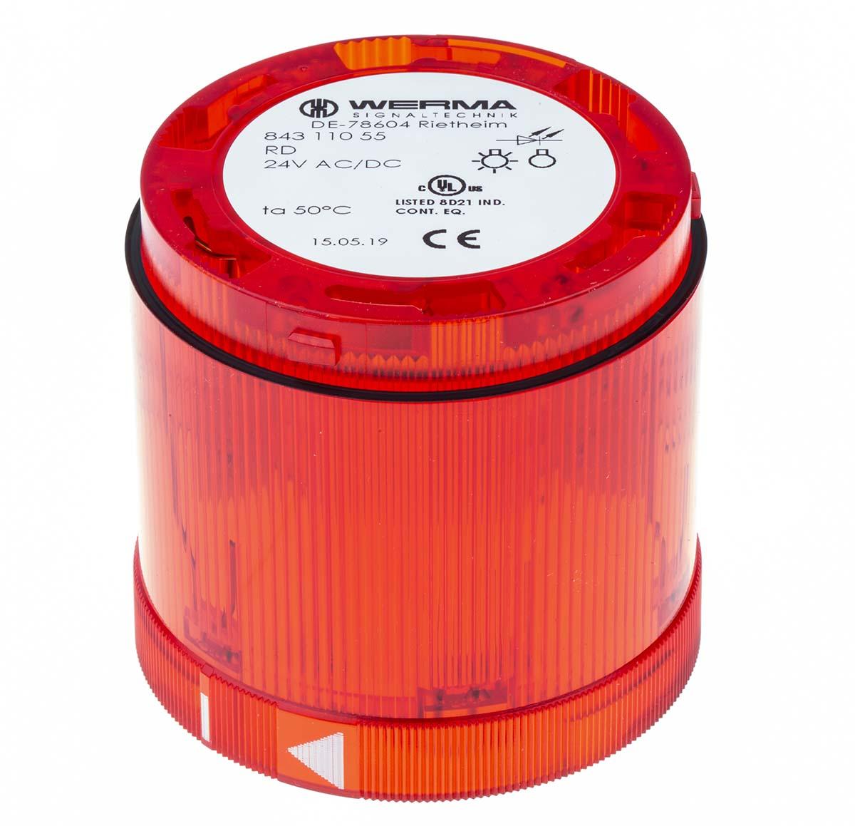 Produktfoto 1 von Werma KombiSIGN 70 843 Signalleuchte Blitz-Licht Rot, 24 V dc, 70mm x 65.5mm