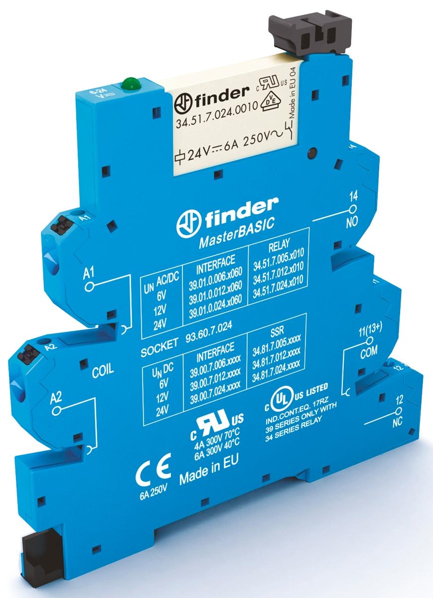 Produktfoto 1 von Finder 39 Series Interface Relais, 4.8V ac/dc / 6.6V ac/dc 6V ac/dc, 1-poliger Wechsler DIN-Schienen 250 → 400V