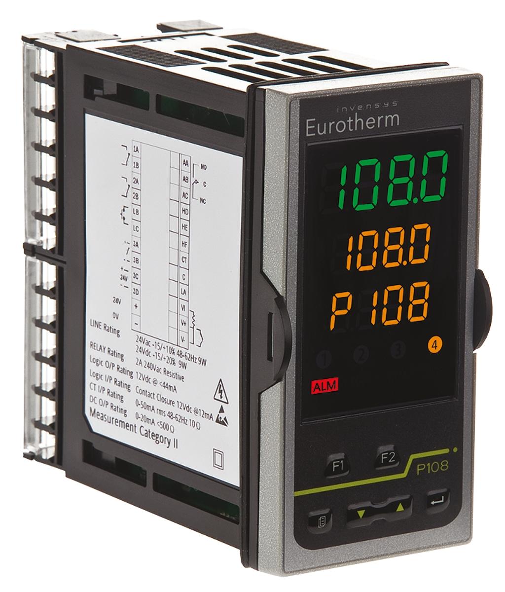 Produktfoto 1 von Eurotherm Piccolo P108 PID Temperaturregler, 2 x Logik, Relais Ausgang, 24 V ac/dc, 48 x 96mm