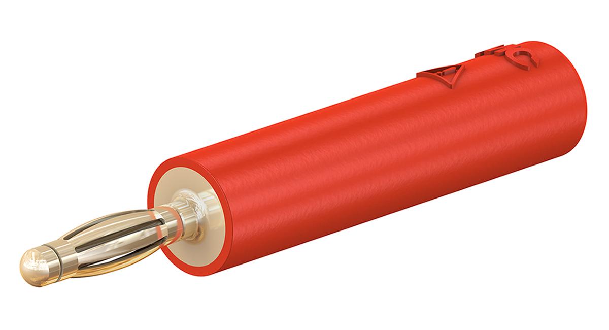 Produktfoto 1 von Staubli Prüfadapter Rot, Ø 2mm Messing vergoldet 10A 30 V ac, 60 V dc