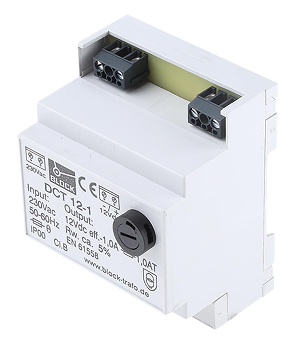 Produktfoto 1 von Block DCT Linear DIN-Schienen Netzteil 12W, 230V ac, 12V dc / 1A