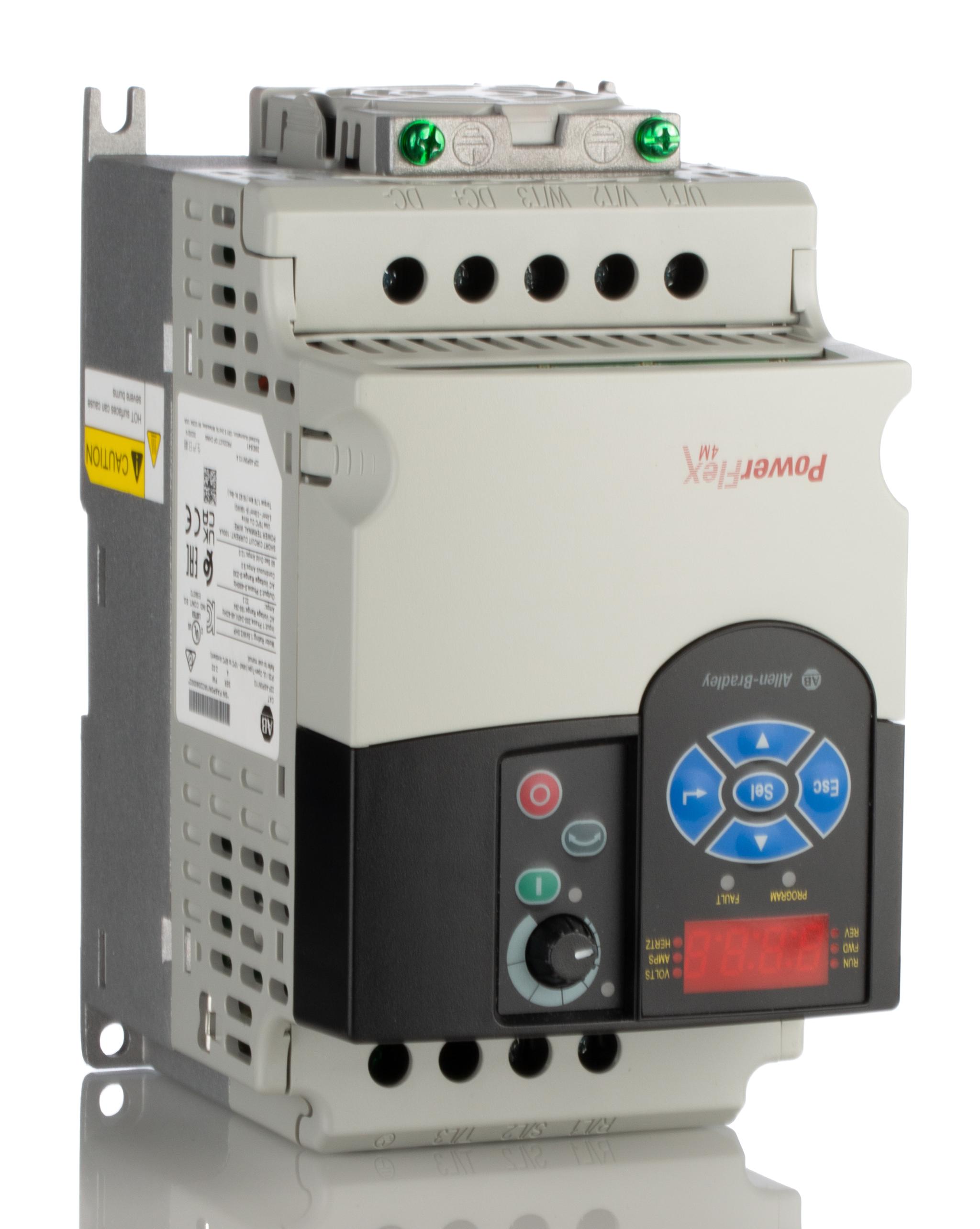 Allen Bradley PowerFlex 4M, 1-Phasen Frequenzumrichter 1,5 kW, 240 V ac / 8 A 400Hz für Wechselstrommotoren