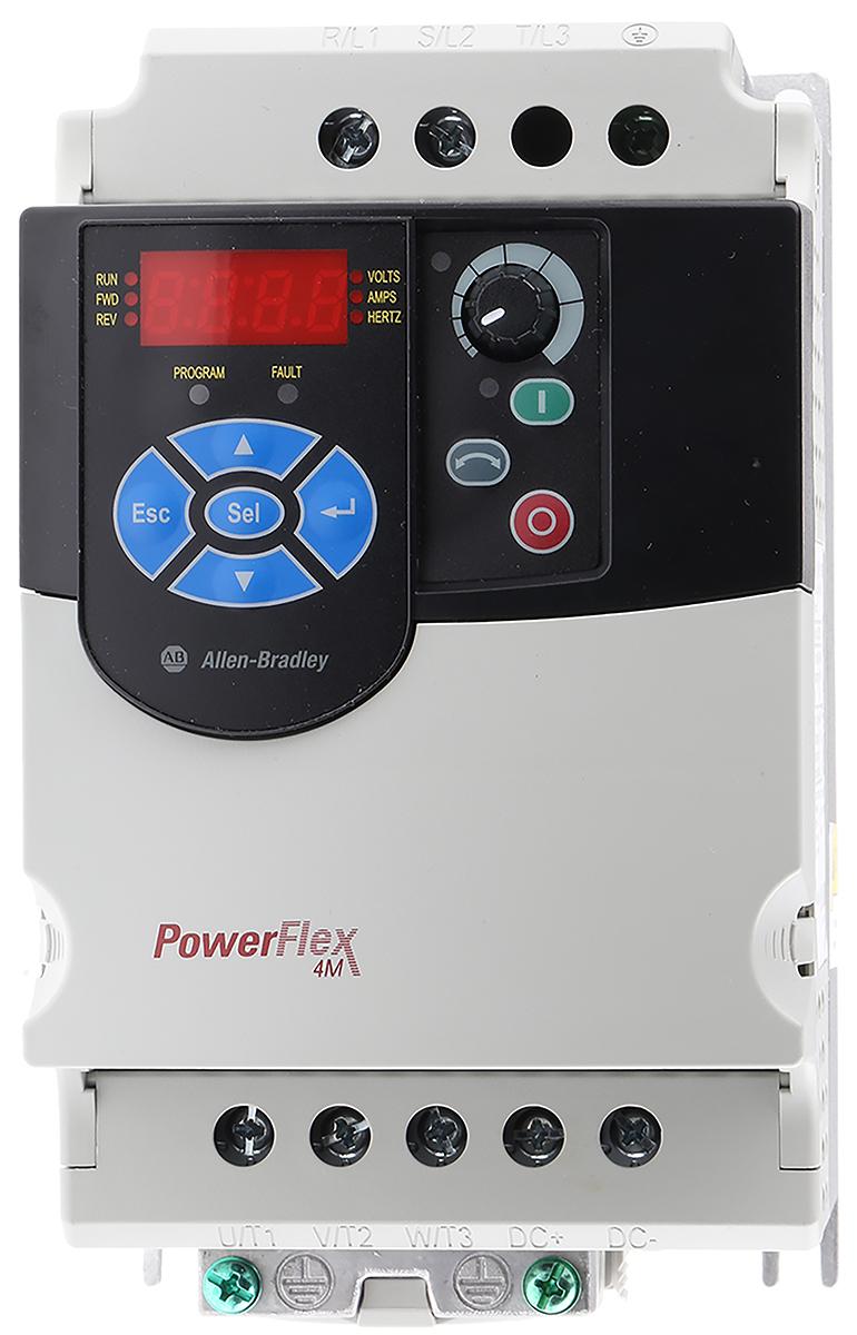 Allen Bradley PowerFlex 4M, 1-Phasen Frequenzumrichter 2,2 kW, 240 V ac / 11 A 400Hz für Wechselstrommotoren