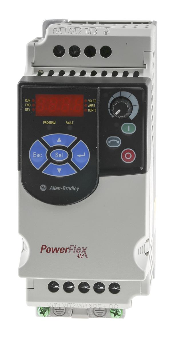 Allen Bradley PowerFlex 4M, 1-Phasen Frequenzumrichter 0,75 kW, 240 V ac / 4,2 A 400Hz für Wechselstrommotoren