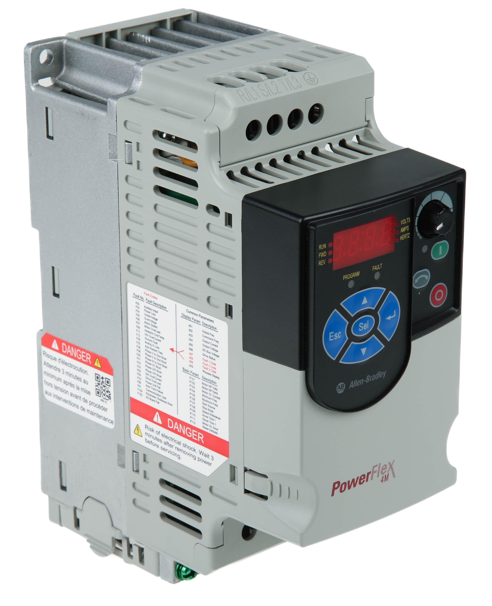 Allen Bradley PowerFlex 4M, 1-Phasen Frequenzumrichter 0,2 kW, 240 V ac / 1,6 A 400Hz für Wechselstrommotoren