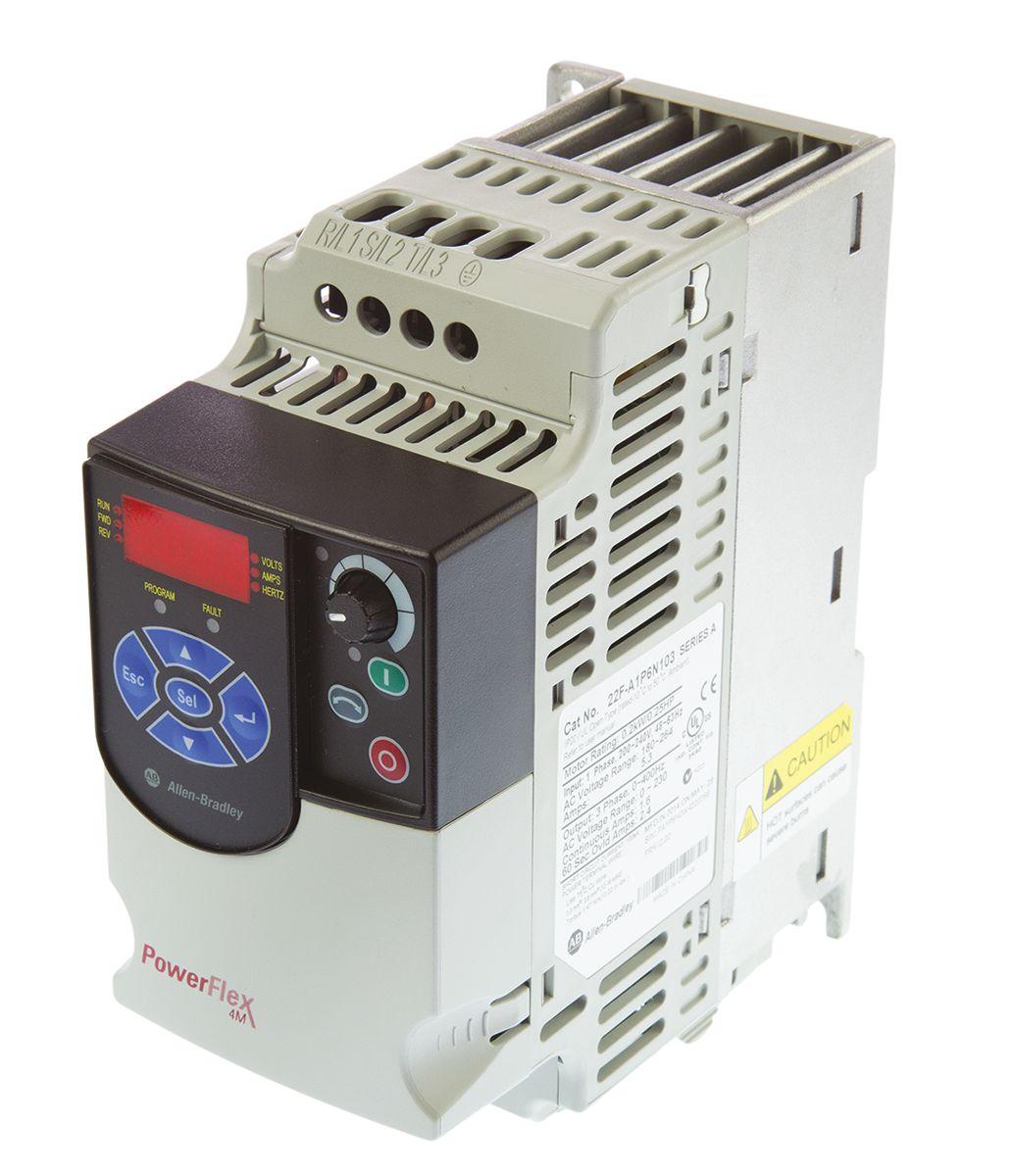 Allen Bradley PowerFlex 4M, 1-Phasen Frequenzumrichter 0,2 kW, 240 V ac / 1,6 A 400Hz für Wechselstrommotoren