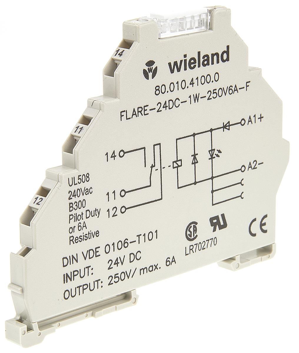 Wieland flare Interface Relais, 19.2V / 30V dc 24V dc, 1-poliger Wechsler DIN-Schienen