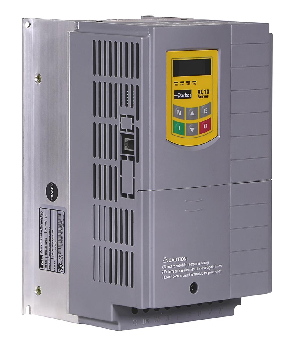 Produktfoto 1 von Parker AC10, 3-Phasen Frequenzumrichter 11 kW, 400 V ac / 30,9 A 0.5 → 590Hz für Wechselstrommotoren