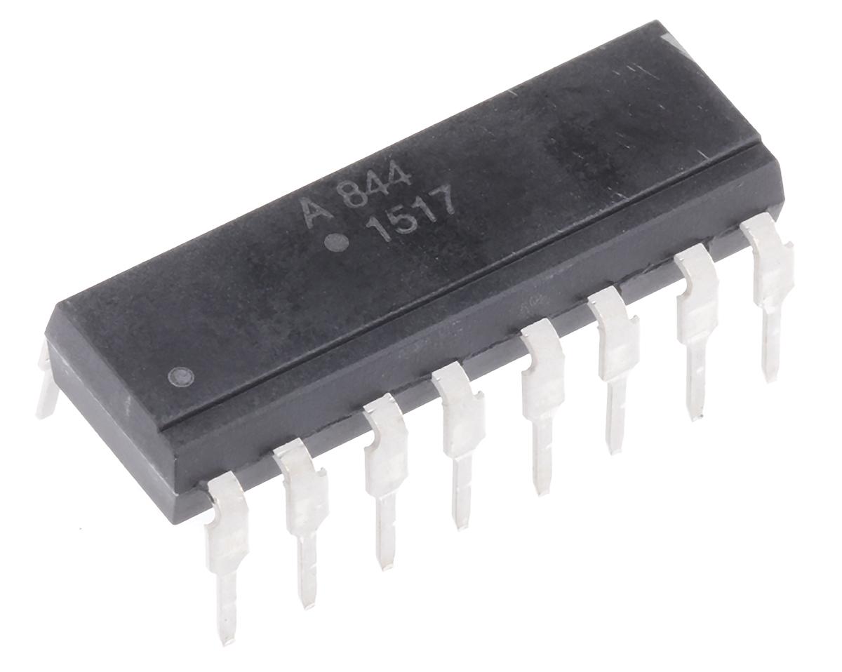 Produktfoto 1 von Broadcom THT Quad Optokoppler AC-In / Transistor-Out, 16-Pin PDIP, Isolation 5 kV eff