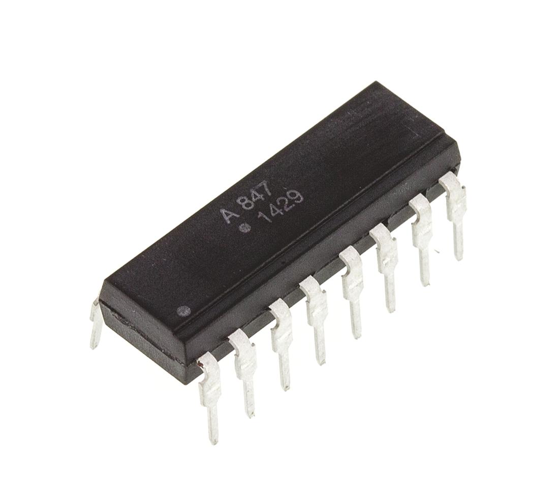 Produktfoto 1 von Broadcom THT Quad Optokoppler DC-In / Transistor-Out, 16-Pin PDIP, Isolation 5 kV eff