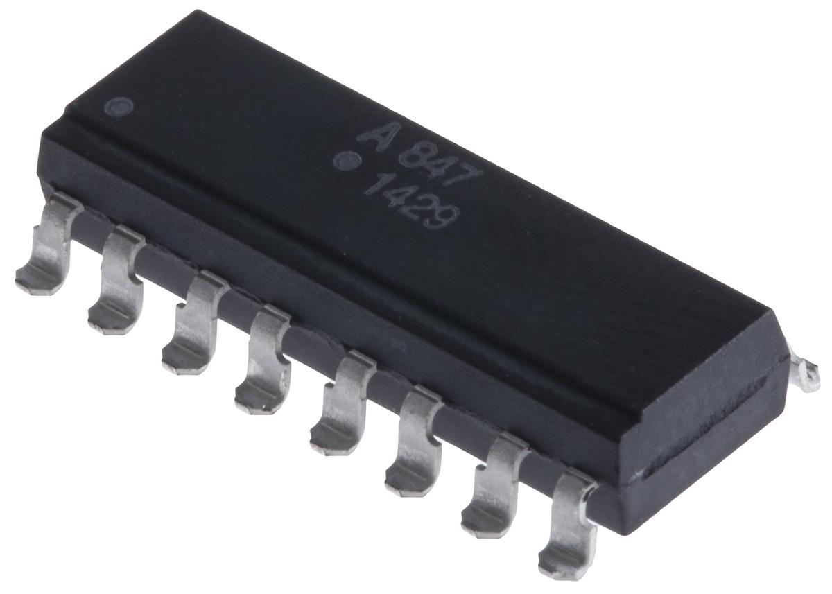 Produktfoto 1 von Broadcom SMD Quad Optokoppler DC-In / Transistor-Out, 16-Pin PDIP, Isolation 5 kV eff