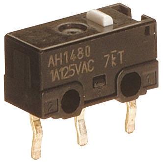 Produktfoto 1 von Panasonic Mikroschalter Stift Stößel-Betätiger PCB, 1 A @ 30 V dc, SPDT 0,74 N -25°C - +85°C