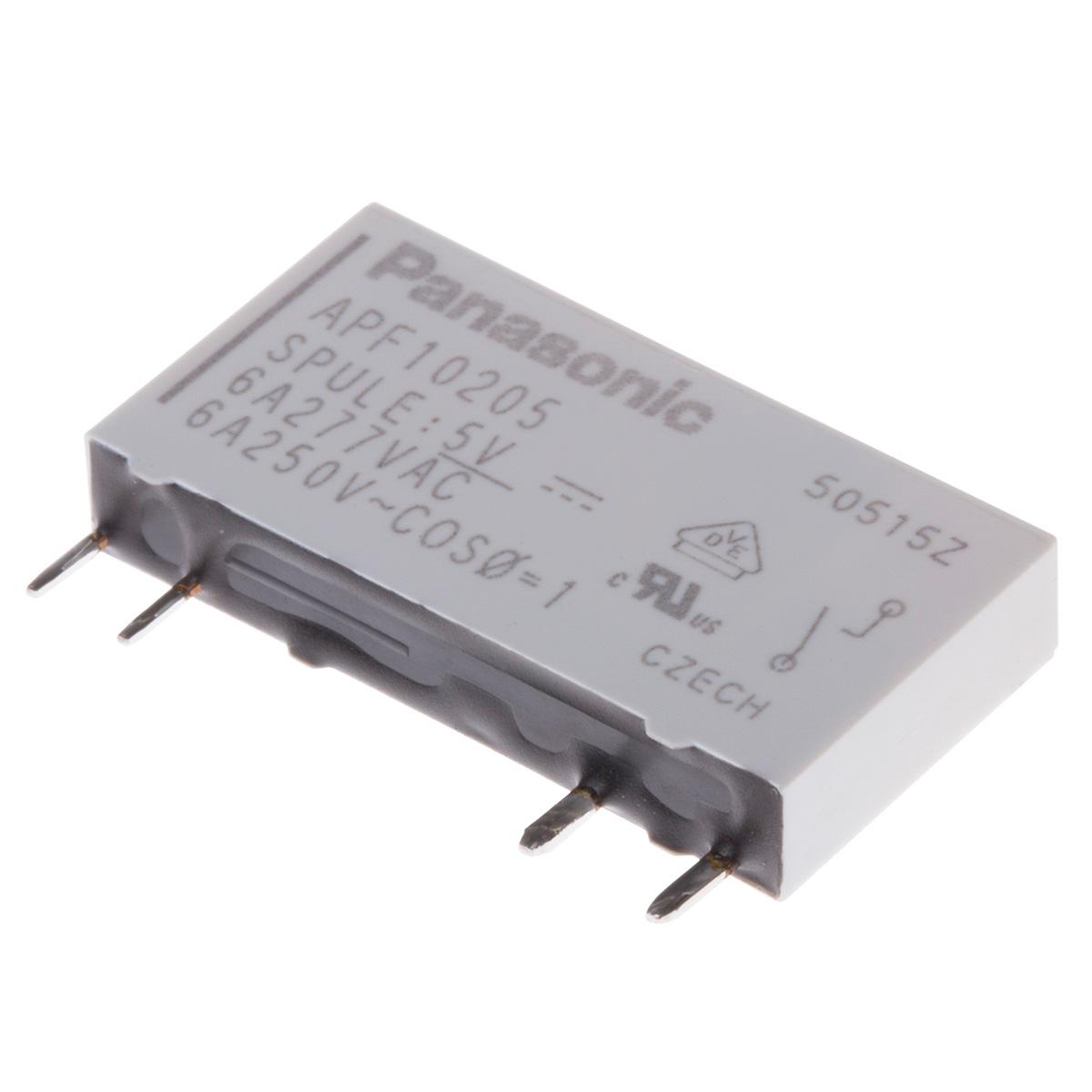 Produktfoto 1 von Panasonic  Monostabiles Relais, Printrelais 1-poliger Schließer 6A 5V dc Spule / 170mW