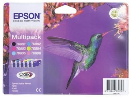 Epson T0807 Druckerpatrone für Epson Patrone Schwarz, Cyanblau, hell Cyanblau, hell Purpurrot, Purpurrot, Gelb 6