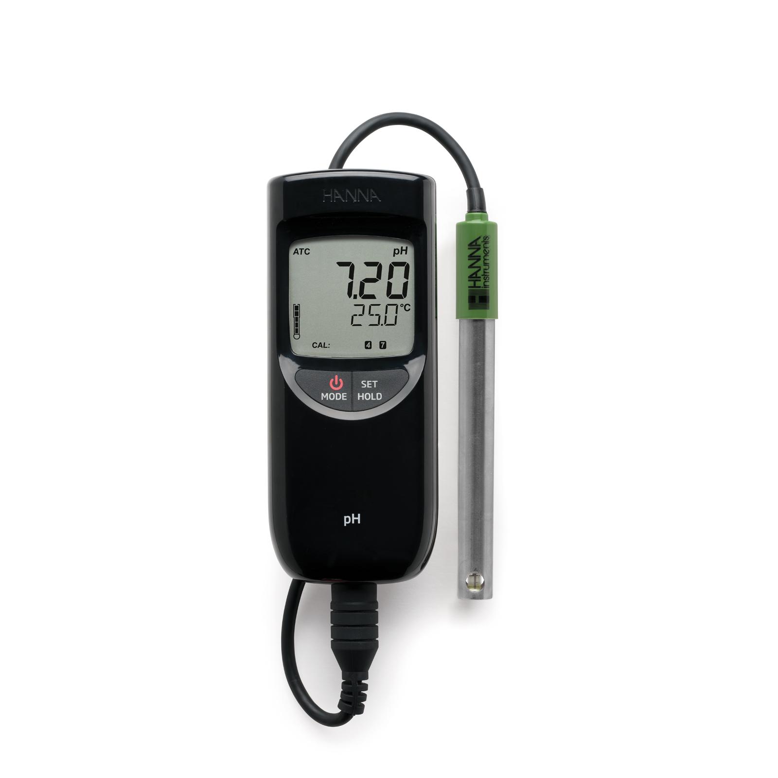 Produktfoto 1 von Hanna Instruments Batterie pH Messgerät, 0.01pH-Wert, 16pH-Wert max., +105 °C max