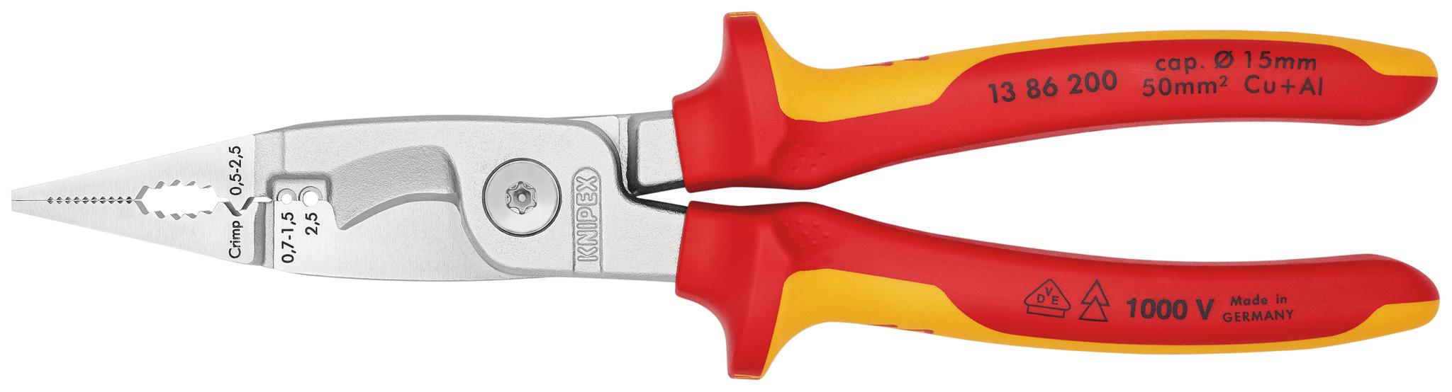 Produktfoto 1 von Knipex Kombizange, gebogen Schneidkraft → Kupferdraht: 50 mm 200 mm VDE