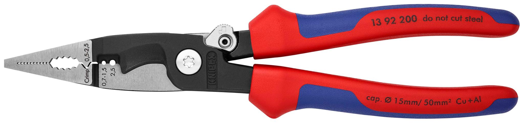 Produktfoto 1 von Knipex Kombizange, gebogen Schneidkraft → Kupferdraht: 50 mm 200 mm