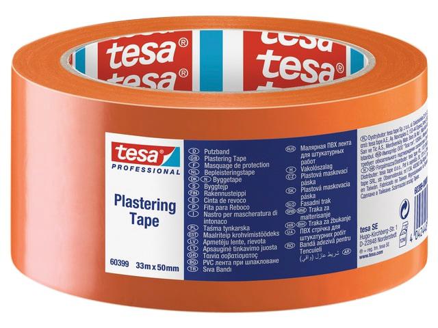 Tesa 60399 PVC Abdeckband Orange, Stärke 0.13mm Naturgummi-Kleber 30mm x 33m