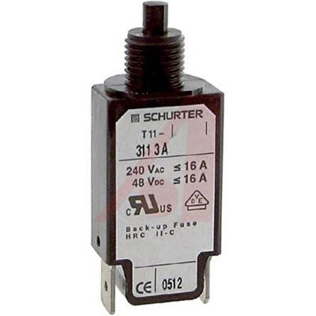 Produktfoto 1 von Schurter T11-811 Thermischer Überlastschalter / Thermischer Geräteschutzschalter, 1-polig, 3A, 240V 19 x 11 x 34.5mm,