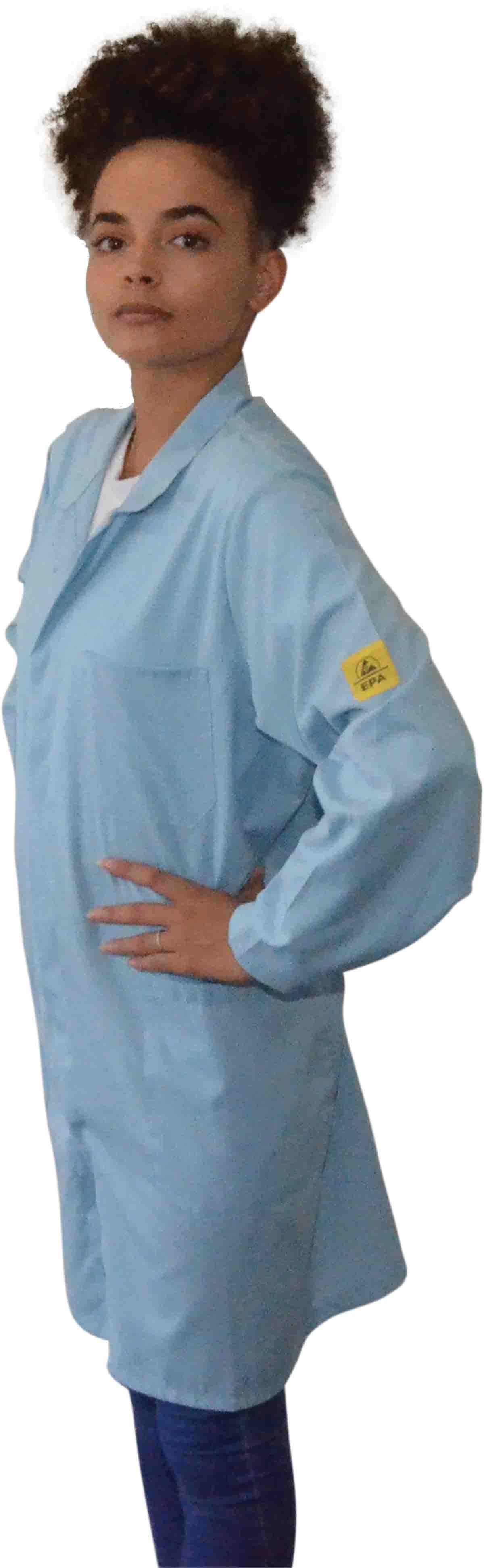 Produktfoto 1 von EUROSTAT, Unisex  Laborkittel, Baumwolle, Polyester Blau, ESD-Schutz, Größe S