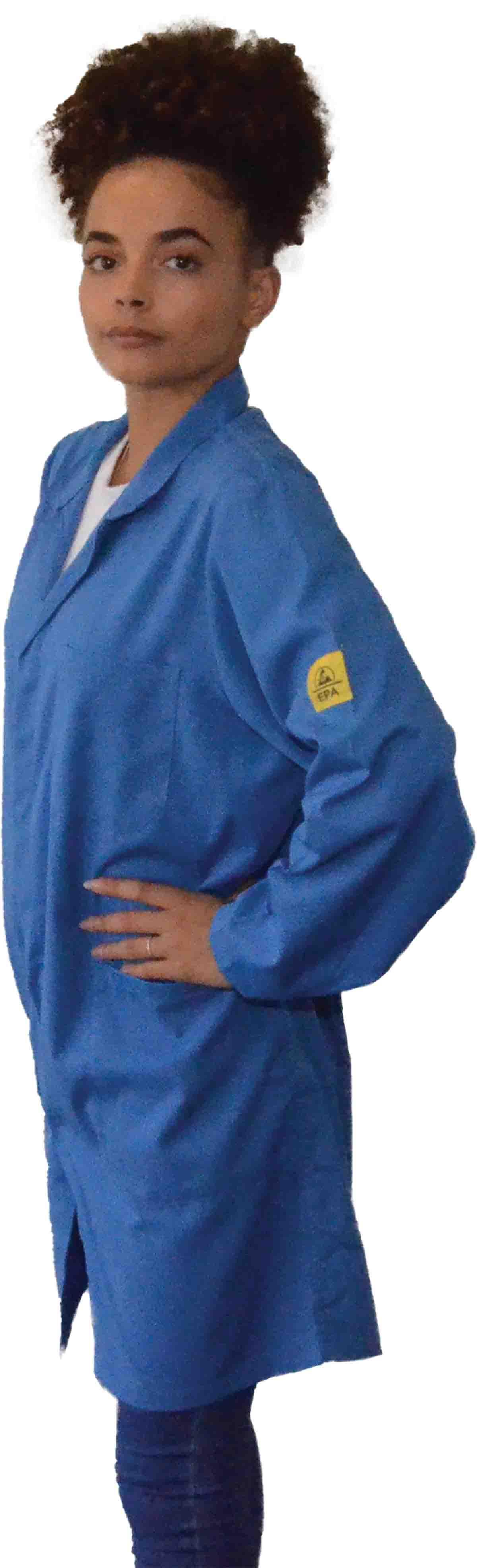 Produktfoto 1 von EUROSTAT, Unisex  Laborkittel, Baumwolle, Polyester Blau, ESD-Schutz, Größe S