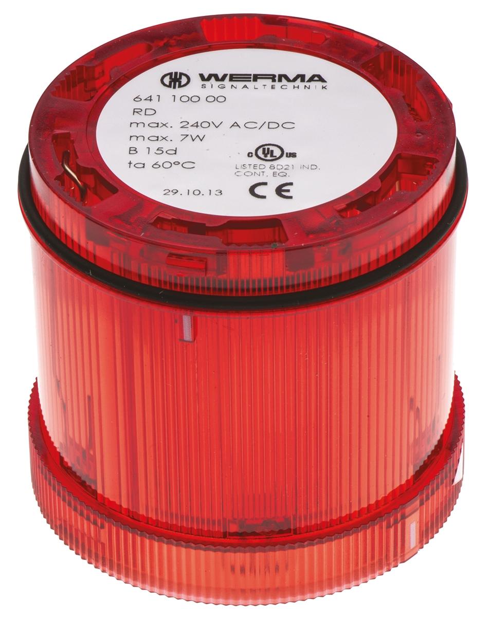 Werma KombiSIGN 71 641 Blinken Signalleuchte Dauer-Licht Rot, 12 → 230 V ac/dc, 70mm x 65mm