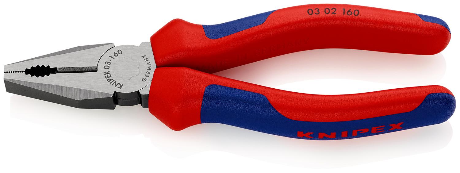 Produktfoto 1 von Knipex Kombizange, gebogen Schneidkraft → Kupferkabel: 10 mm harter Draht: 2 mm mittelharter Draht: 3,1 mm 160 mm