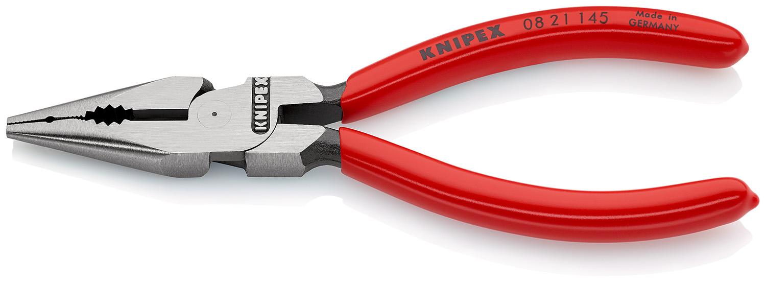 Produktfoto 1 von Knipex Kombizange, gebogen Schneidkraft → Kupferkabel: 8 mm harter Draht: 2 mm mittelharter Draht: 3 mm 145 mm