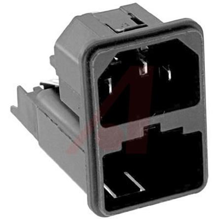 Produktfoto 1 von Schurter IEC-Steckverbinder C14 125 V, 250 V, Gerade, Snap-In, Stecker, 2 Sicherung/en / 10A, Steckverbinder, 2-polig