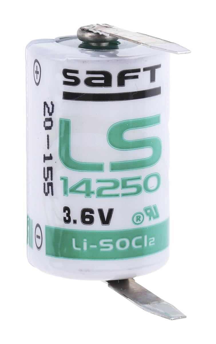 Saft 1/2 AA Batterie, 3.6V / 1.2Ah Li-Thionylchlorid, Fahnen 14.44 x 25.15mm