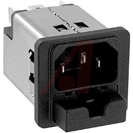 Produktfoto 1 von Schurter IEC-Steckverbinder C14 250 V, Snap-In, Stecker, 2 Sicherung/en, 6A, Steckverbinder Ohne Schalter