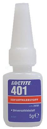 Produktfoto 1 von Loctite 401 Sofortklebstoff Cyanacrylat Flüssig transparent, Flasche 5 g